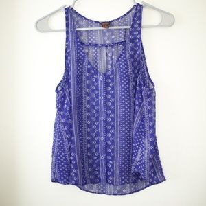 FOREVER 21 purple sleeveless flowy sheer crop top